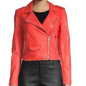Iro Ashville Coral Distressed Leather Jacket!